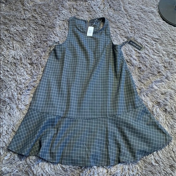 NWT Blush Noir grey and white Grid A-line Dress - Picture 3 of 7